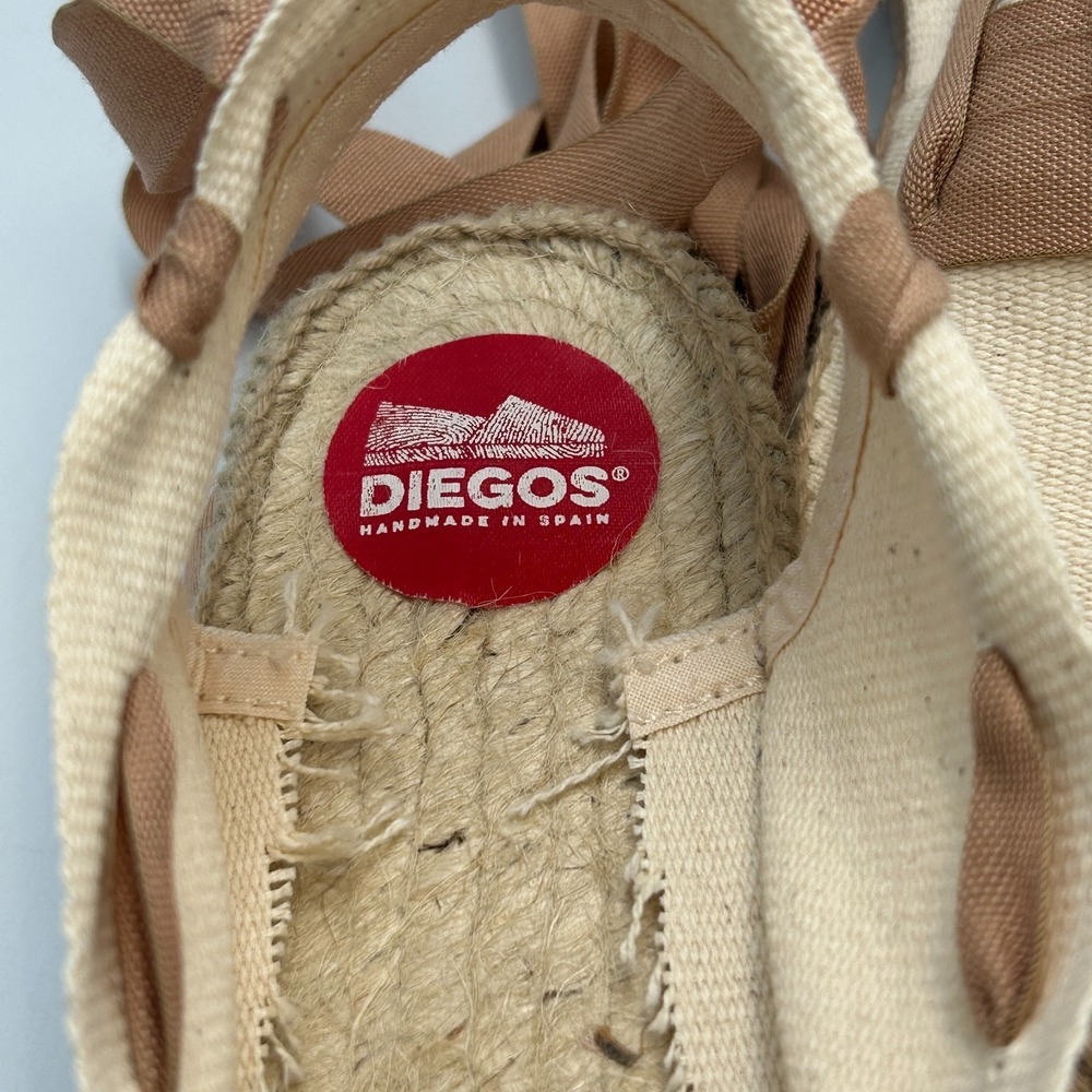 Diegos® Handmade Spanish Espadrilles Catalina White Wedge Lace up Shoes Size 38 - Picture 10 of 12